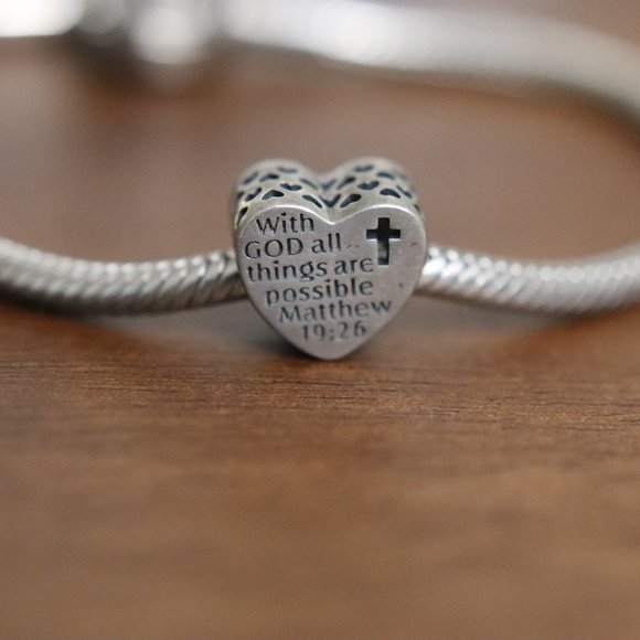 Heart Shape Religious Bracelet Charm - Fits Pandora - Picture 3 of 7
